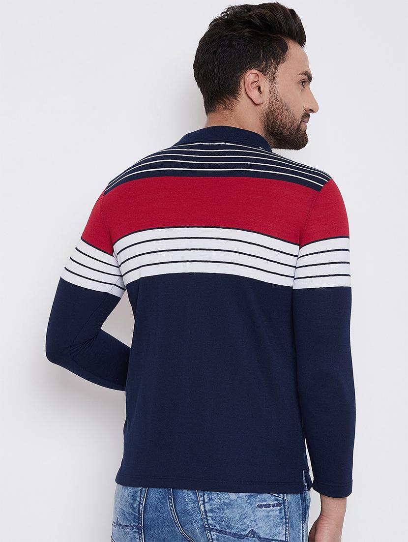 navy blue striped polo t-shirt - 16695663 - Zoom Image - 3