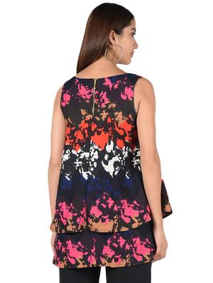 abstract print layered a-line kurti - 16695718 - Standard Image - 3