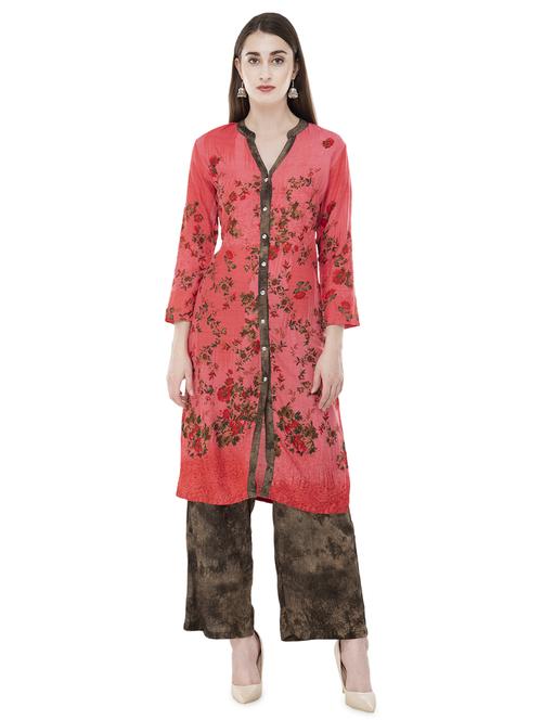floral printed kurta palazzo set - 16695735 - Standard Image - 1