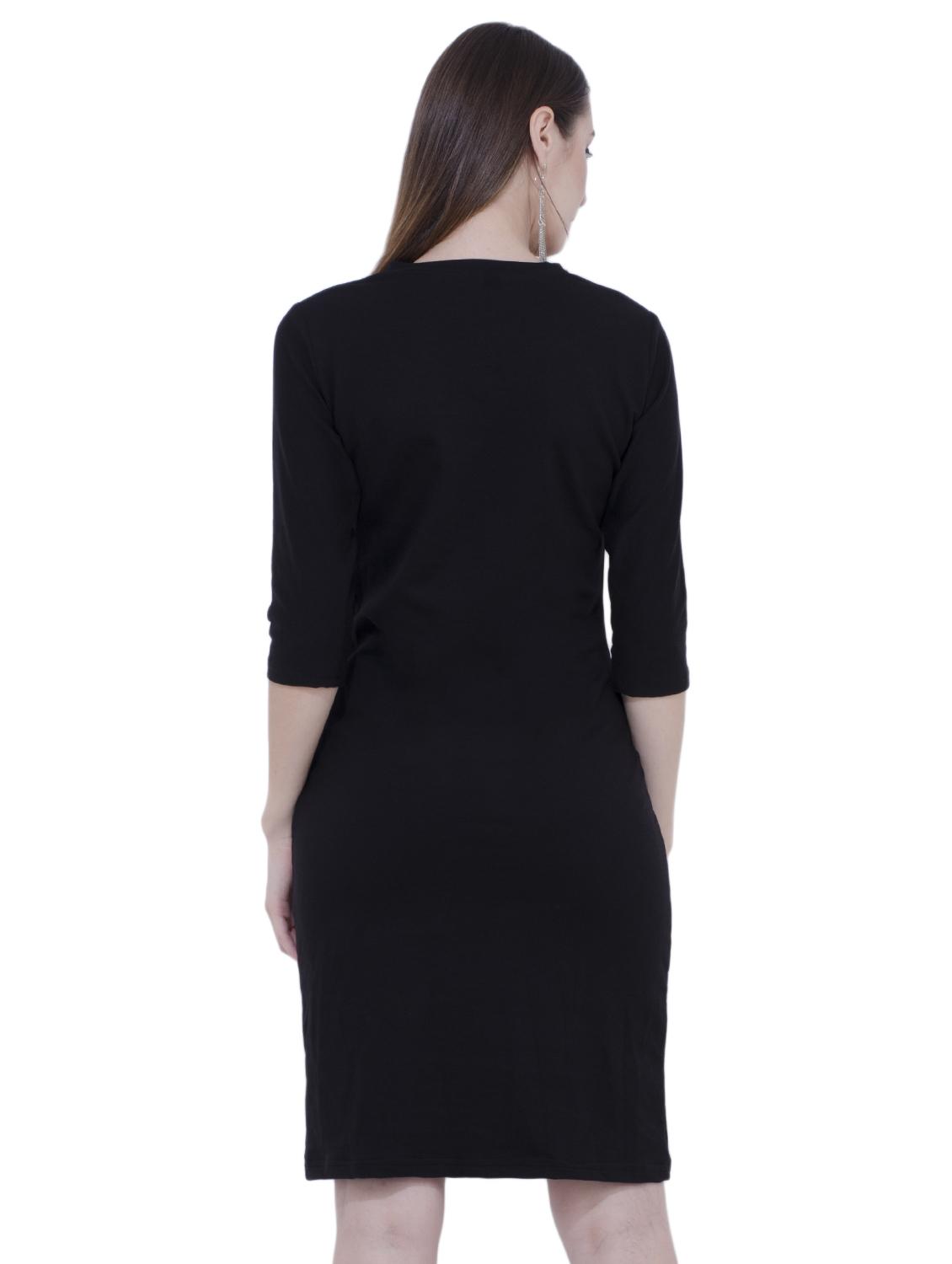 mock neck solid sheath dress - 16695747 - Zoom Image - 3