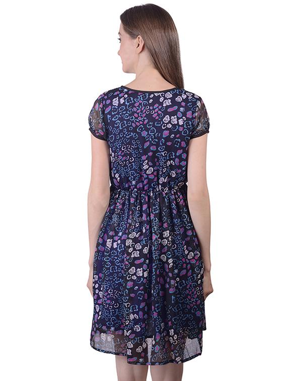 round neck gathered a-line dress - 16695749 - Zoom Image - 3