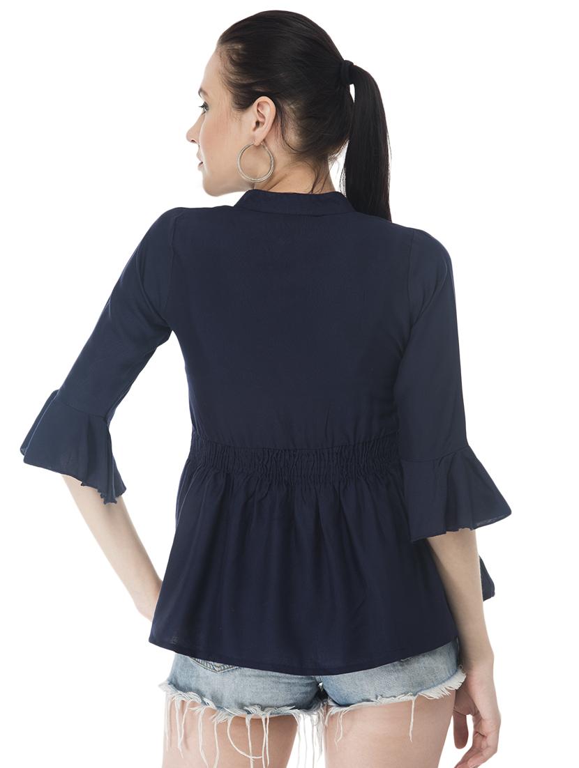 tassel tie up smocked peplum top - 16695776 - Zoom Image - 3