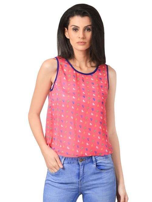 round neck heart print tank top - 16695810 - Standard Image - 1