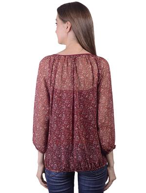 tie up neck floral blouson top - 16695813 - Standard Image - 3