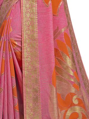 printed woven saree with blouse - 16696184 - Standard Image - 3