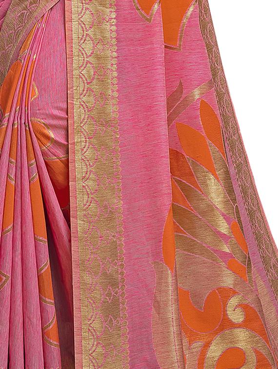 printed woven saree with blouse - 16696184 - Zoom Image - 3