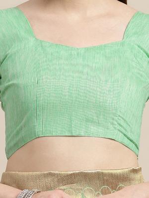 printed woven saree with blouse - 16696187 - Standard Image - 3