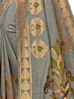 printed woven saree with blouse - 16696192 - Standard Image - 3