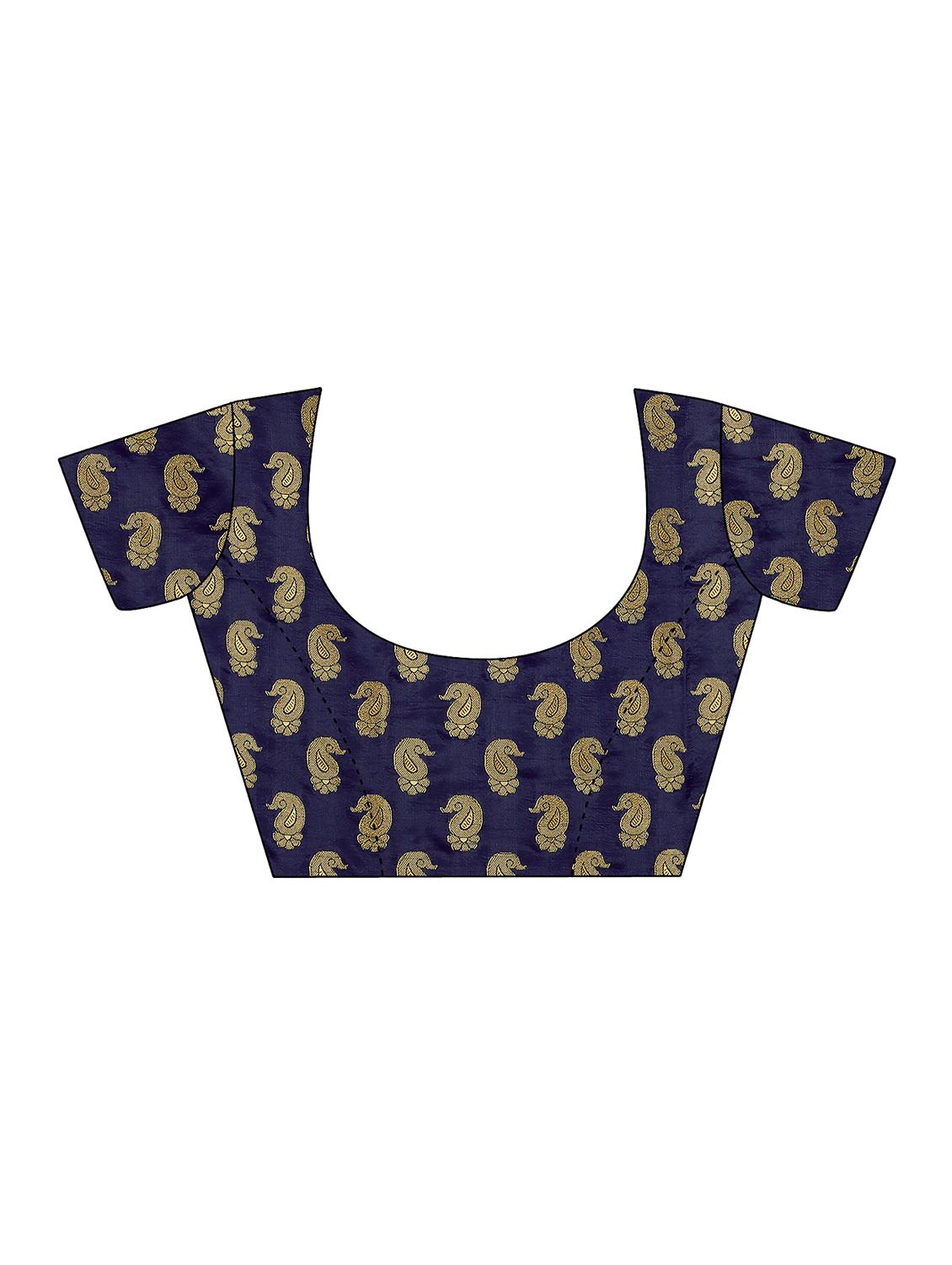 paisley kanjivaram saree with blouse - 16696658 - Zoom Image - 3