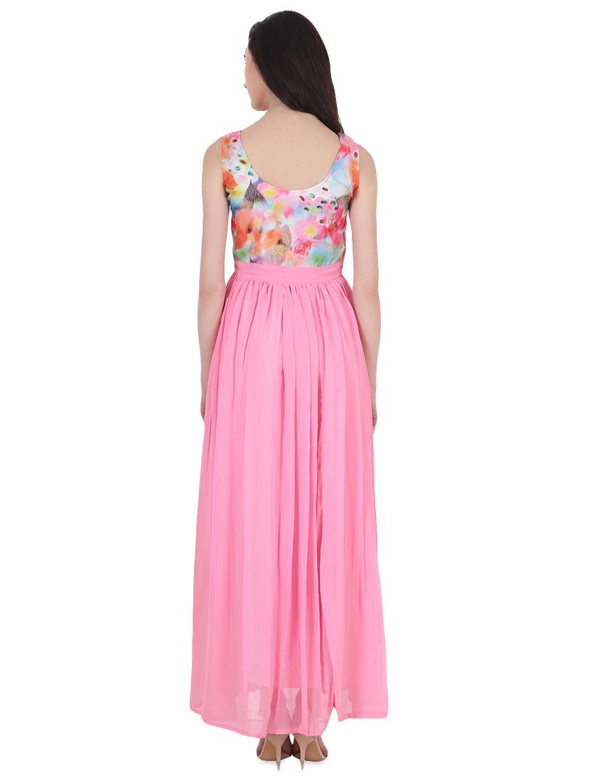 round neck gathered maxi dress - 16696867 - Zoom Image - 3