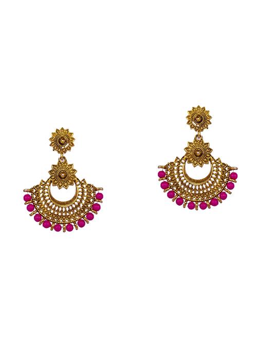 pink gold plated drop earring - 16697547 - Standard Image - 1