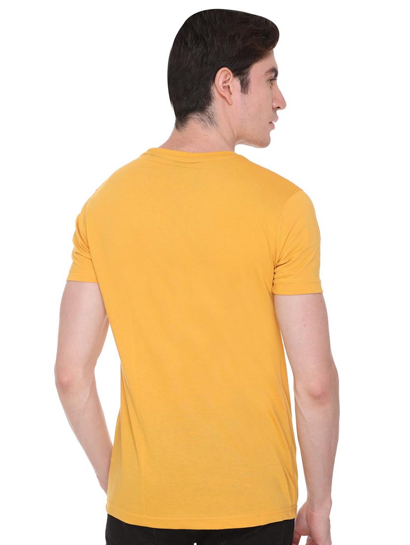 yellow typographic chest print t-shirt - 16698090 - Zoom Image - 3