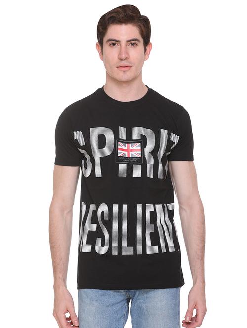 black typographic front print t-shirt - 16698100 - Standard Image - 1