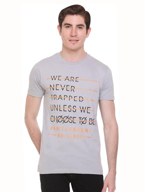 grey typographic chest print t-shirt - 16698118 - Standard Image - 1