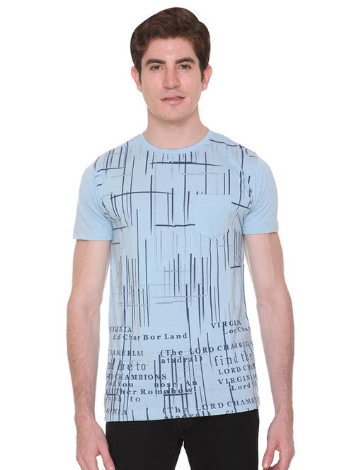 light blue front printed t-shirt - 16698135 - Standard Image - 1