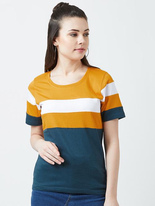 round neck color block tee - 16698537 - Standard Image - 1