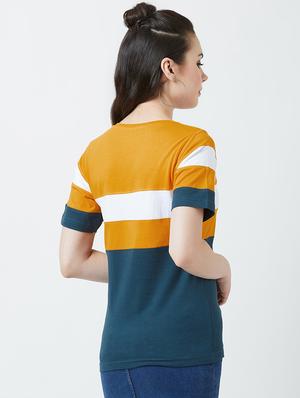 round neck color block tee - 16698537 - Standard Image - 3