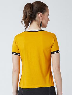 contrast crew neck solid tee - 16698539 - Standard Image - 3