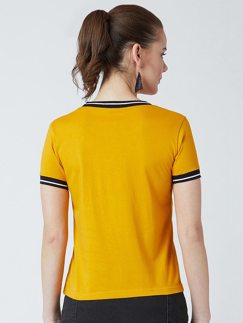 contrast crew neck solid tee - 16698539 - Zoom Image - 3