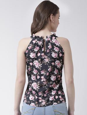halter neck frill detail floral top - 16698790 - Standard Image - 3