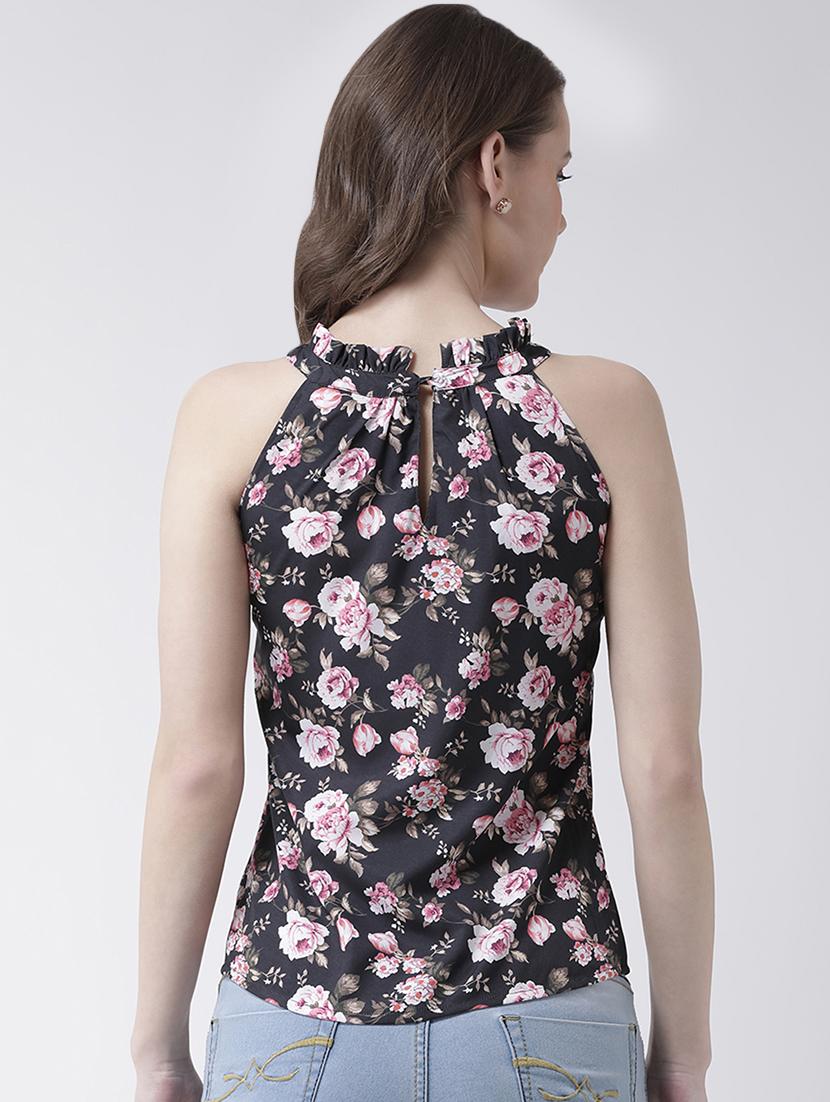 halter neck frill detail floral top - 16698790 - Zoom Image - 3