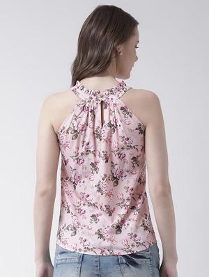 halter neck frill detail floral top - 16698791 - Standard Image - 3