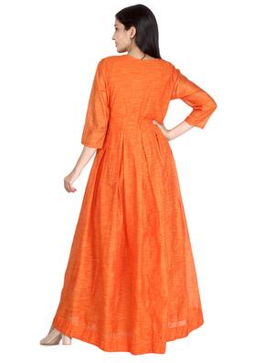 embroidered chanderi flared gown - 16699078 - Standard Image - 3