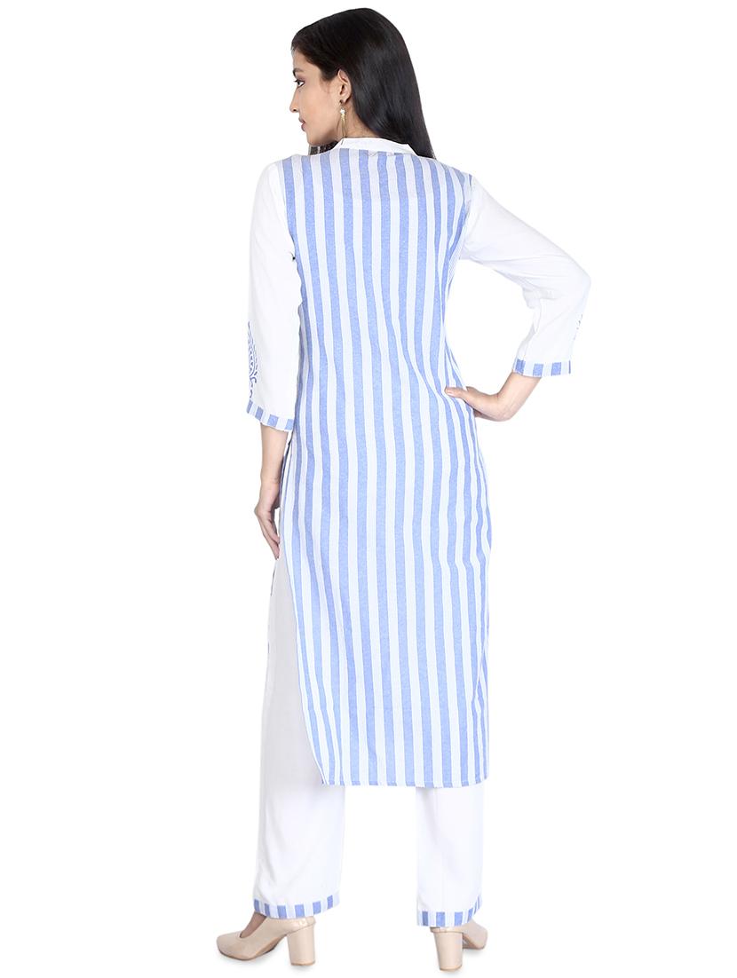 striped kurta palazzo set - 16699081 - Zoom Image - 3
