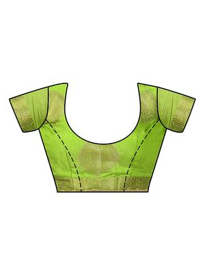 contrast kanjivaram saree with blouse - 16699130 - Standard Image - 3