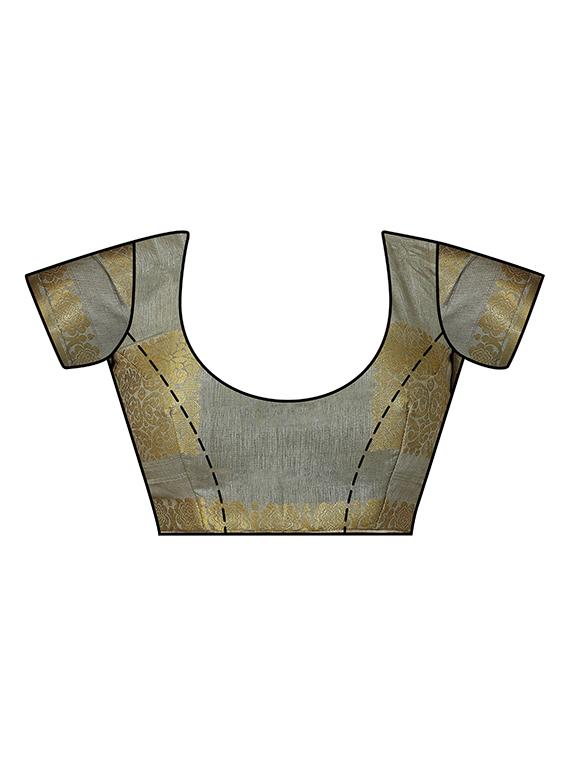 geometrical kanjivaram saree with blouse - 16699158 - Zoom Image - 3
