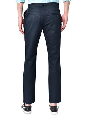 navy blue solid chinos - 16699275 - Standard Image - 3