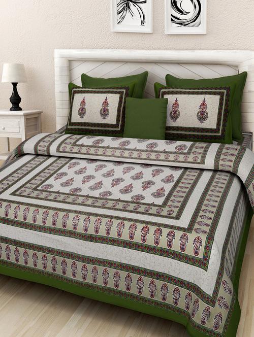 cotton printed king king size bed sheet with 2 pillow covers - 16699442 - Standard Image - 1