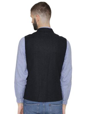 navy blue solid nehru jacket - 16699622 - Standard Image - 3