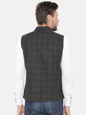 grey checkered nehru jacket - 16699633 - Standard Image - 3
