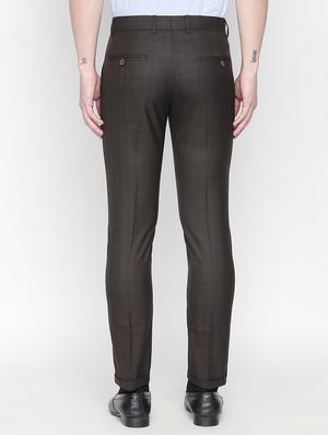 brown checkered flat front formal trouser - 16699727 - Standard Image - 3
