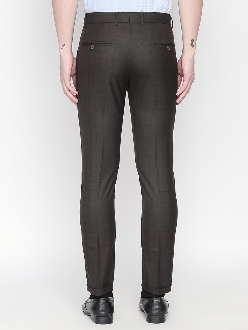 brown checkered flat front formal trouser - 16699727 - Zoom Image - 3
