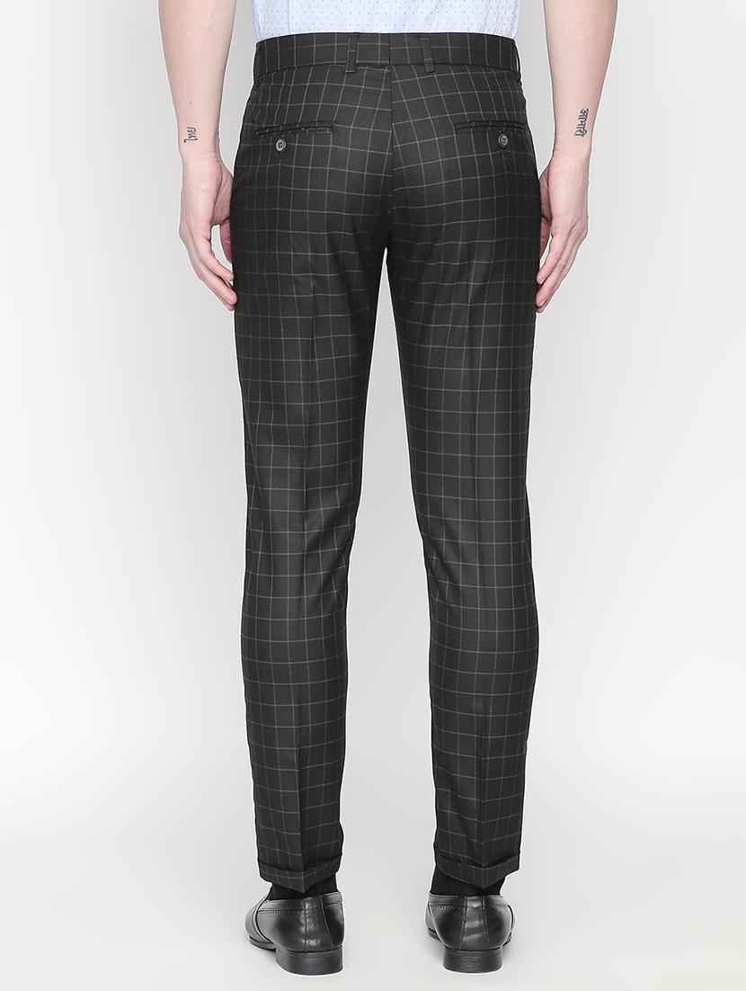 black checkered flat front formal trouser - 16699730 - Zoom Image - 3