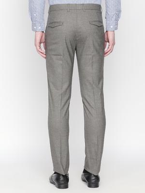 grey solid flat front formal trouser - 16699735 - Standard Image - 3