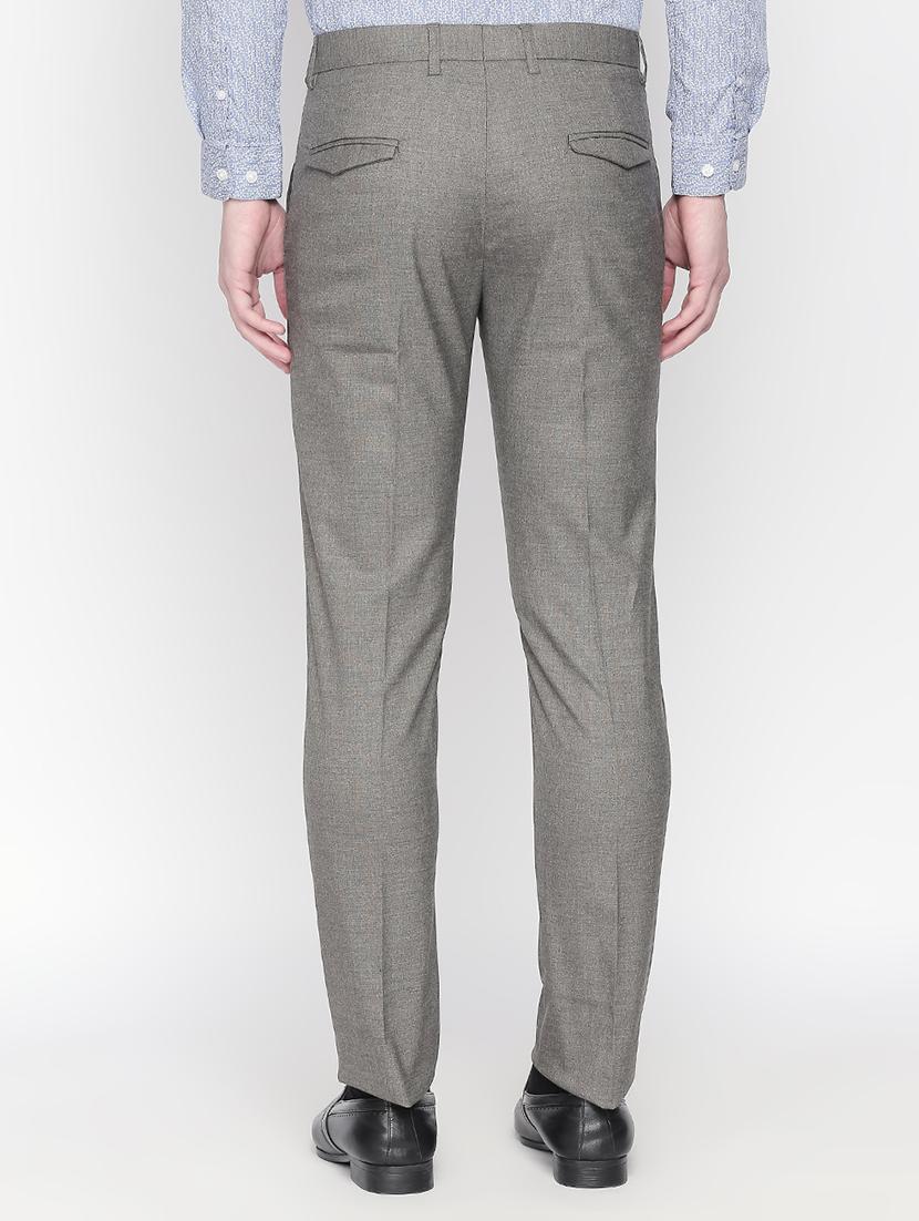grey solid flat front formal trouser - 16699735 - Zoom Image - 3