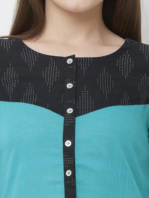 turquoise a-line kurta - 16699798 - Standard Image - 6
