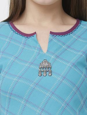 checkered a-line kurta - 16699801 - Standard Image - 6