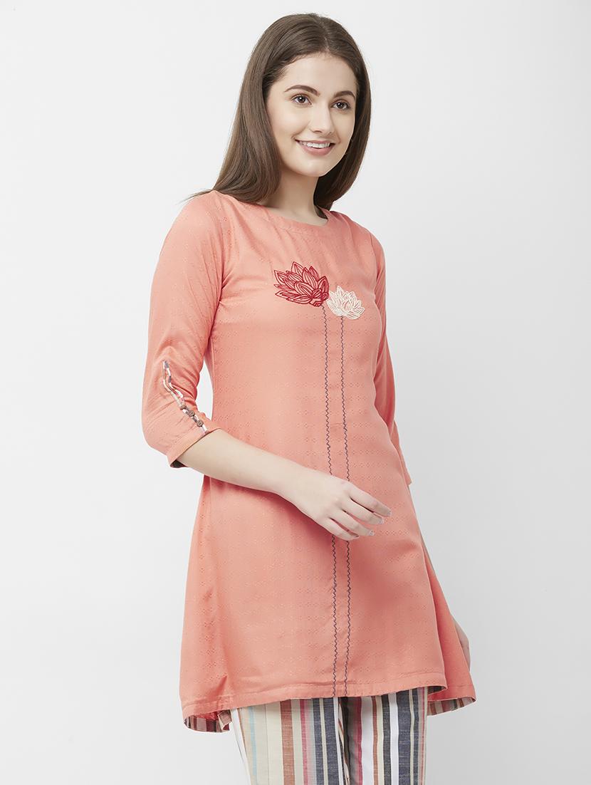 solid a-line kurti - 16699806 - Zoom Image - 3