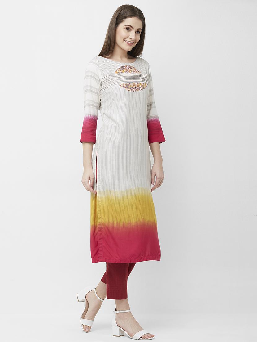 embroidered straight kurta - 16699811 - Zoom Image - 3