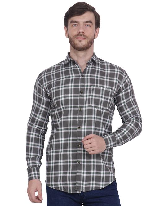 grey checkered casual shirt - 16699882 - Standard Image - 1