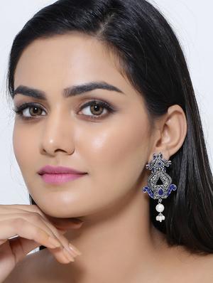 silver brass drop earring - 16700058 - Standard Image - 3