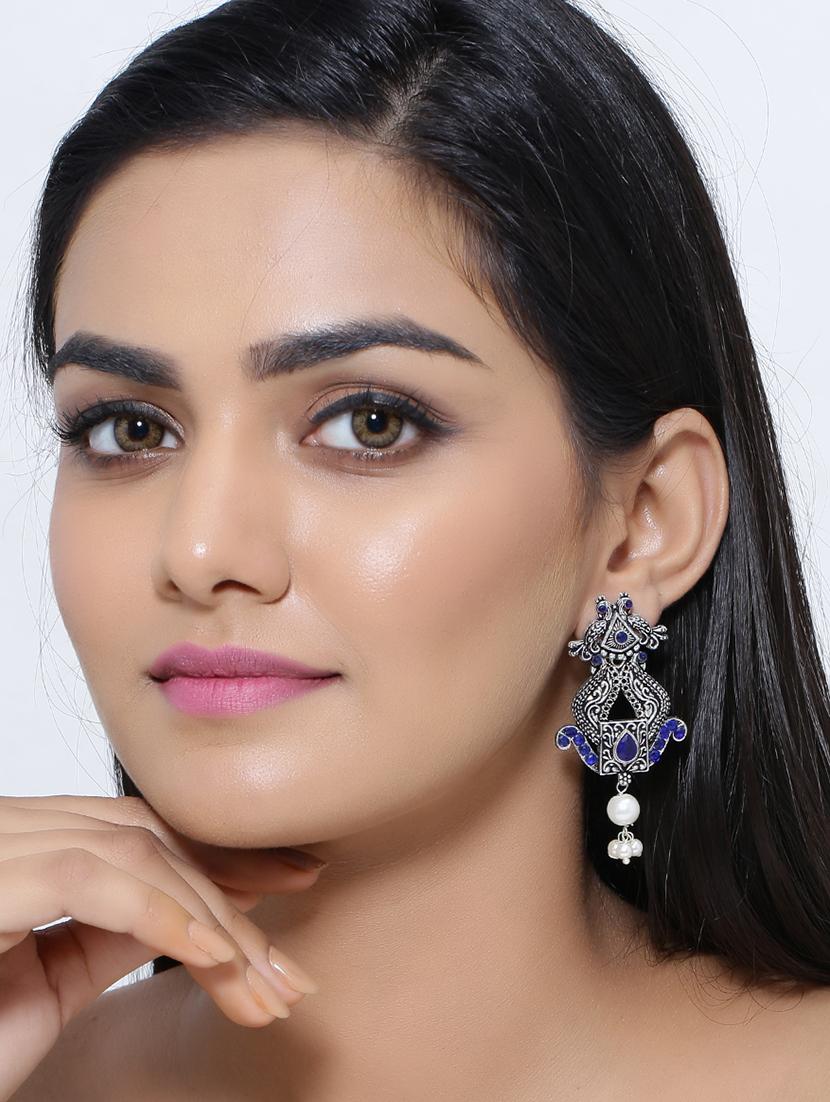 silver brass drop earring - 16700058 - Zoom Image - 3