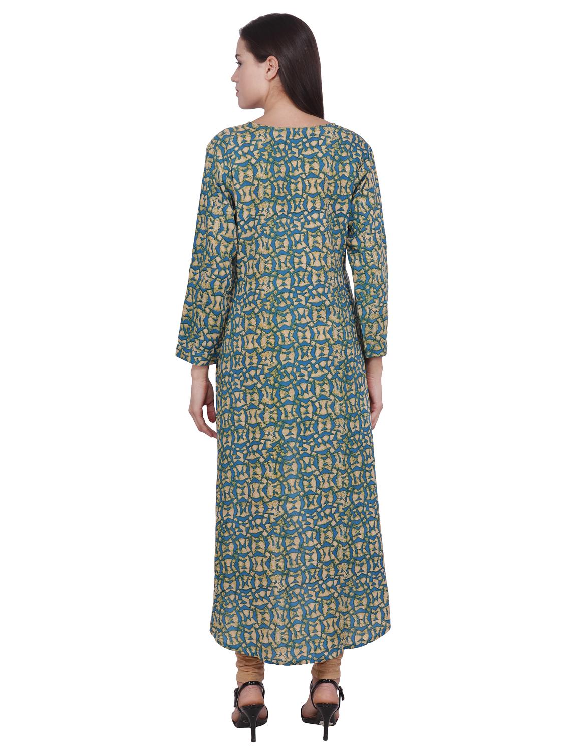printed high low kurta - 16700079 - Zoom Image - 3