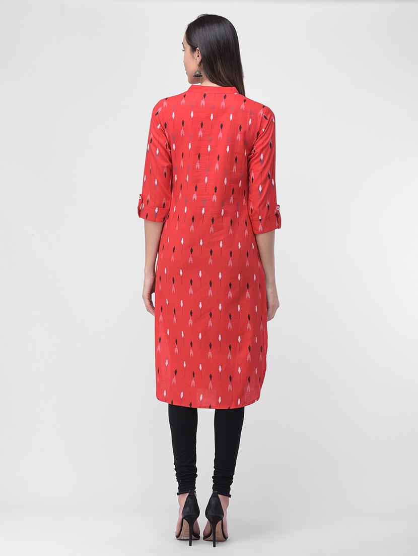 ikat straight kurta - 16700101 - Zoom Image - 3