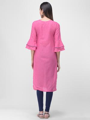 bell sleeves straight kurta - 16700178 - Standard Image - 3