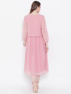 round neck embroidered layered dress - 16700254 - Standard Image - 3